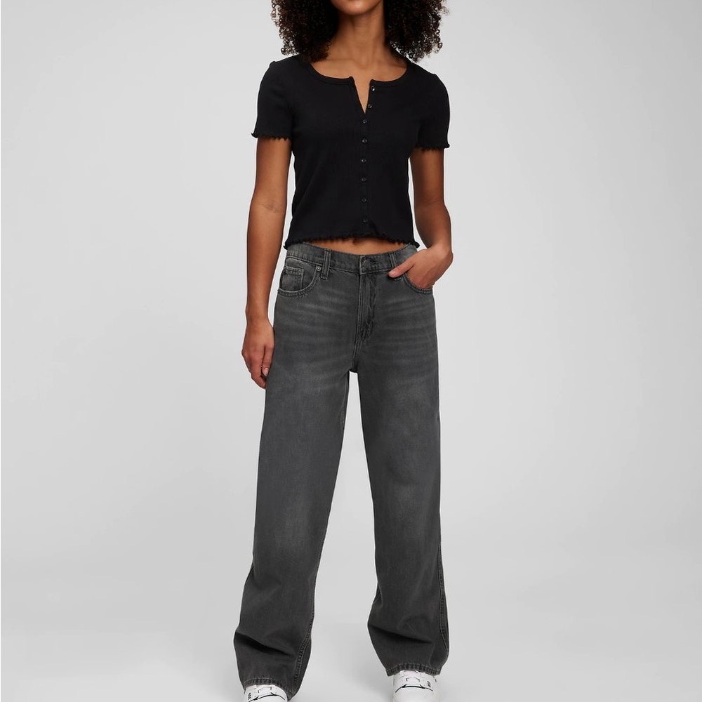 GAP Black Grey Wide Leg Baggy Low Jeans